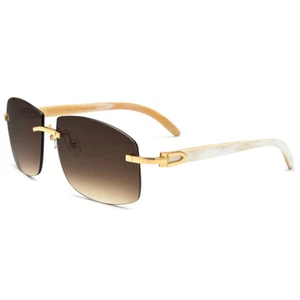 Gafas de sol de lujo naturales con cuerno de búfalo hombre mujer sin montura para soule_66 - Imagen 1 de 15