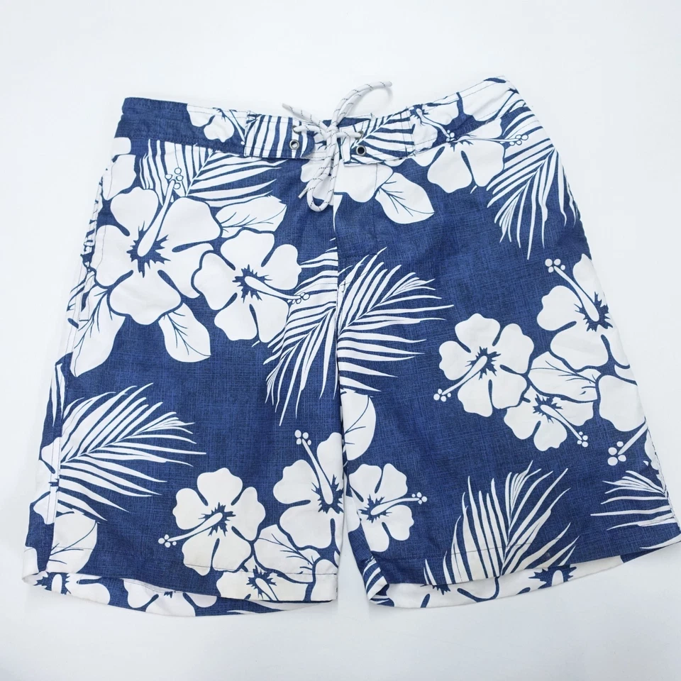 Pantalones Cortos de Natación St John's Bay Para Hombre Grandes Azul Poliéster Floral Con Cordones Malla Forrados Foto 1 de 4