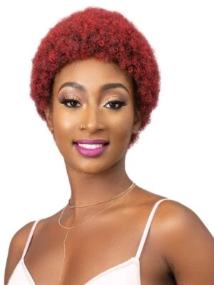 Janet Collection Premium Synthetic Curly Wig - AFRO ABBO CARDINAL WIG. - Image 1 of 3
