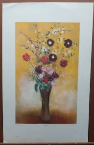 Odilon Redon Vintage Print "Vase of Flowers" 1960's 28.5"×18" Shorewood Press - Picture 1 of 8