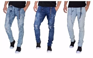 ETZO Herren Biker Slim Fit Jeans Premium Ripped Distressed Denim (J7552) - Bild 1 von 15