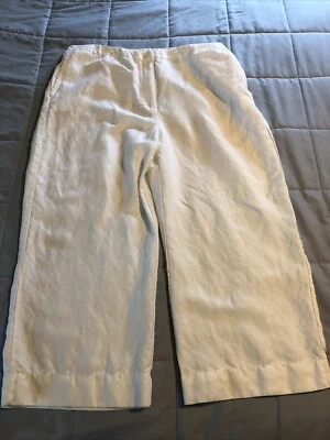Pantalones de pierna ancha Eileen Fisher de mezcla de lino orgánico talla XL blancos para mujer Foto 1 de 4