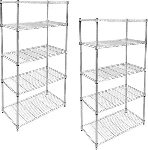 2PCS 5-Tier Metal Wire Shelf Rack Storage Shelving Unit Organizer with Wheels - Picture 1 of 4