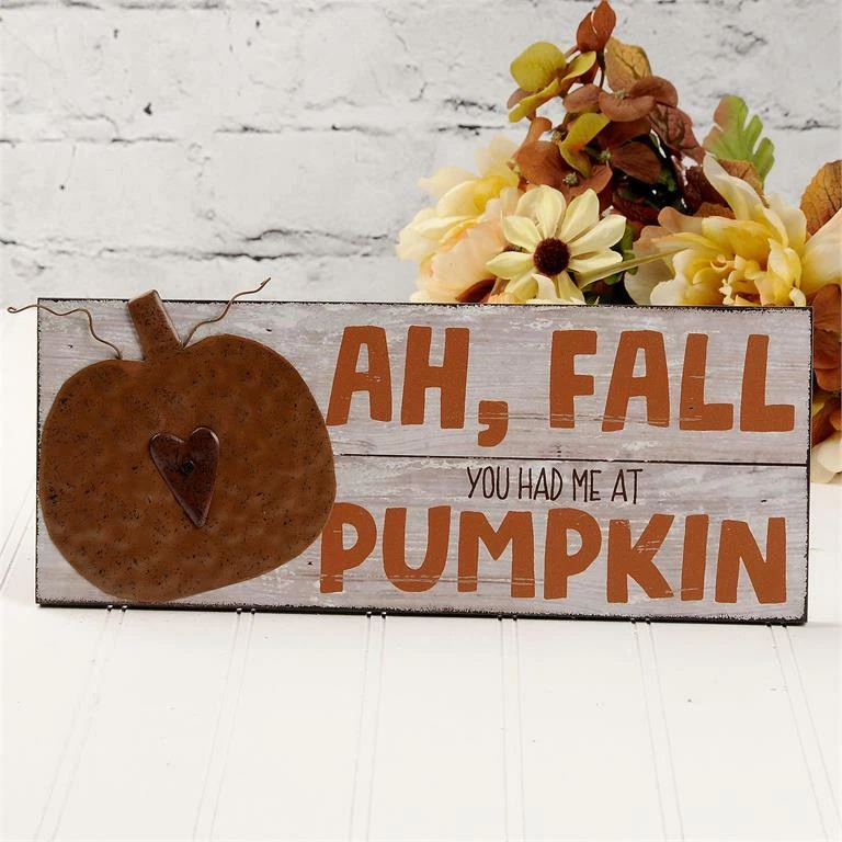 Letrero Ah, Fall You Had Me At Pumpkin - Cosecha Otoño Nuevo con Etiquetas Cubo de Flores Foto 1 de 1