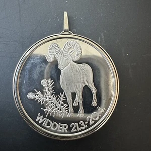 Germany Vintage Pure Silver Widder Aries 16.8g Zodiac Coin Token with box. - Picture 1 of 7
