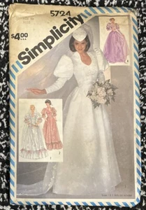 5724 Vestido de Novia Vintage Simplicidad Costura Patrón Misses Talla 12 - Imagen 1 de 3