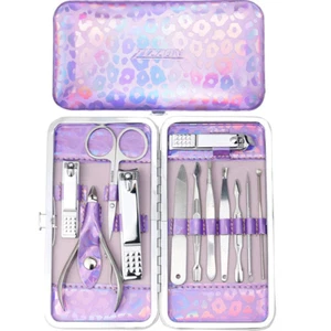 Nail Clippers Kit Manicure Pedicure Set with Holographic Case(Purple) - Picture 1 of 12