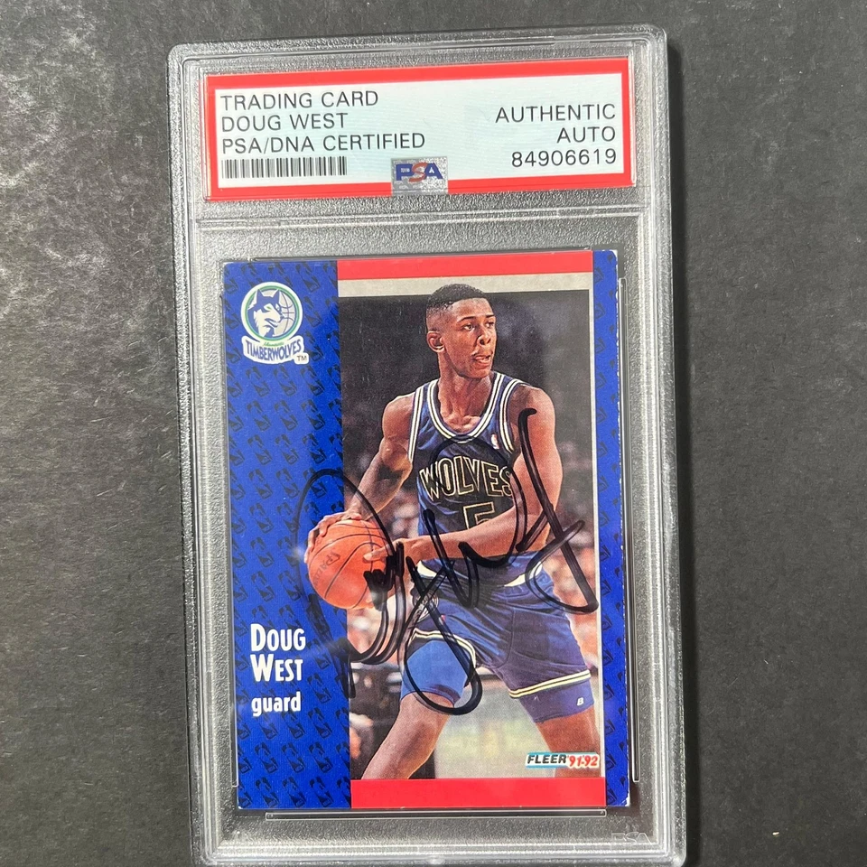 1991-92 Fleer #321 Doug West Signed Card AUTO PSA Slabbed Minnesota Timberwolves - Image 1 of 2