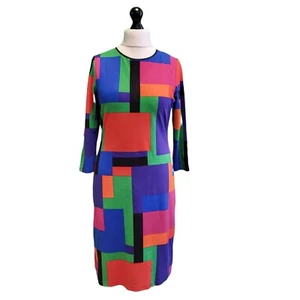 Ralph Lauren Bodycon Dress Abstract Colour Block Long Sleeve L 12 (USA M ) - Picture 1 of 6