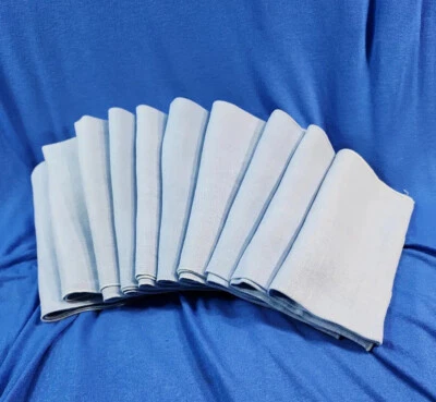 Lot of 10 Light Blue Plain Linen Napkins Hotel Quality - NWOT - Image 1 of 4