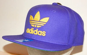Adidas Originals Flatbill Trefoil Chain Snapback Hat / Cap Purple / Gold IR1014 - Picture 1 of 4