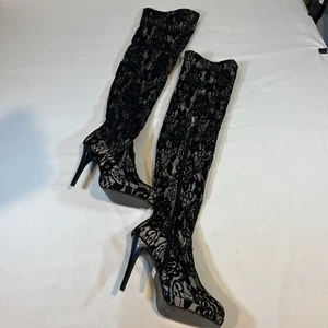 Colin Stuart Lace Boots Womens Size 8.5 Over The Knee EUC - Picture 1 of 18