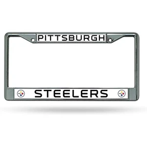 Marco de placa de identificación con etiqueta automática de metal cromado cromado de fútbol americano Pittsburgh Steelers - individual - Imagen 1 de 1