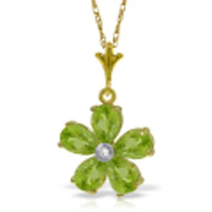 2.22 CTW 14K Solid gold fine Necklace 16-24" genuine Peridot Diamond - Picture 1 of 5