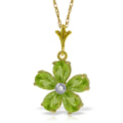 2.22 CTW 14K Solid gold fine Necklace 16-24" genuine Peridot Diamond - Image 1 of 4