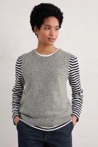 Seasalt Women's Vest - grey East View Knitted Vest - Regular - Pebble - Picture 1 of 6