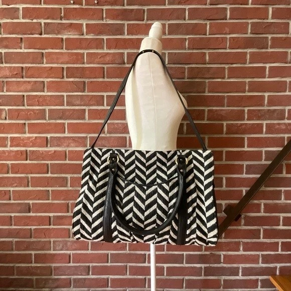 •Lauren Merkin Juliette черный белый шеврон сумка портфель наплечная сумка - Изображение 1 из 4