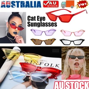 Retro Small Cat Eye Sunglasses Rectangle Steampunk Rivet Women Fashion Shades GT - Picture 1 of 8