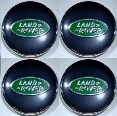 Juego de 4 tapas centrales para llantas Land Rover de fábrica OEM negro verde emblemas gama Foto 1 de 4