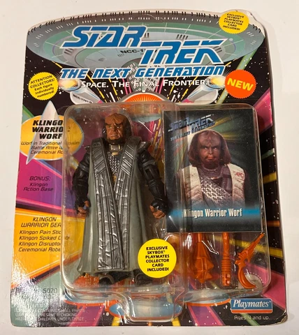 Star Trek The Next Generation Klingon Warrior Worf  Action Figure + Trading Card Cover