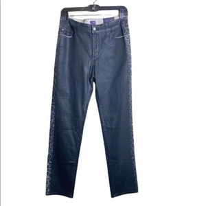 NYDJ schwarze gewachste Skinny Jeans mit Schlangenleder - Bild 1 von 8