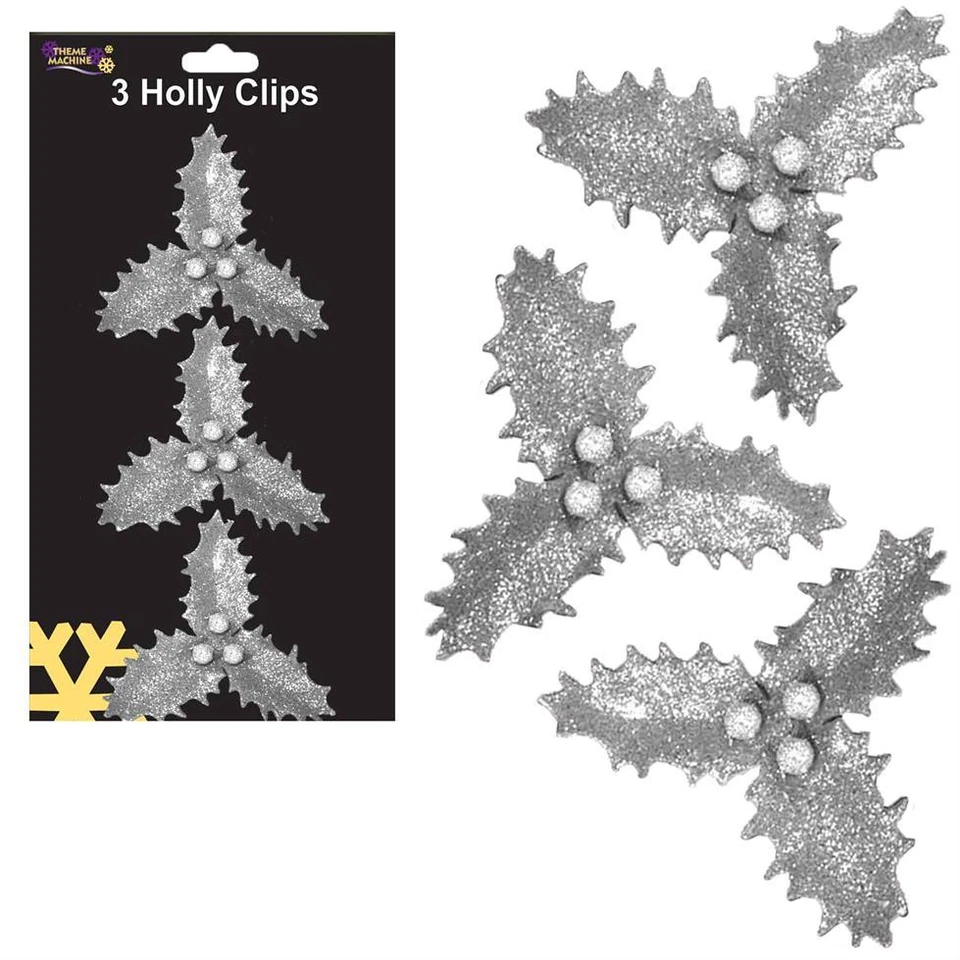 Pacchetto Di Natale Di 3 Decorazioni In Glitter Con Legature - Argento - Immagine 1 di 1