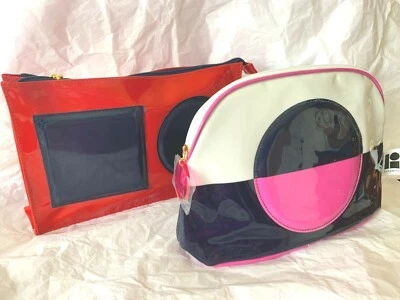 🌹Lote 2 Estee Lauder Lisa Perry Plástico~Rojo~Azul~Blanco~Bolso Estuche Maquillaje Cosmético Foto 1 de 4