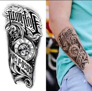 Temporary DIY Tattoo Flowers Black Fake Tattoo Body Art Transfer Calm Clock - Picture 1 of 1