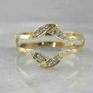 2Ct Round Cut Lab Created Diamond Enhance Wrap Guard Ring 14K Yellow Gold Plated - Picture 1 of 4