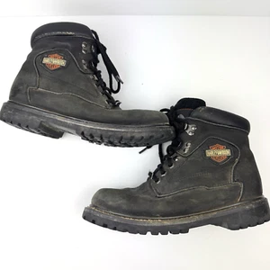 Harley Davidson Women’s Black Leather 90s Combat Biker Boots Grunge, Sz. 9 - Picture 1 of 15
