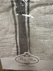 1 Pom Pom At Home By Hilde Leiaghat Jackson Stripe Linen Sham STD Flax Midnight - Picture 1 of 5