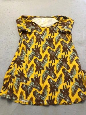 Vestido para mujer LulaRoe pequeño amarillo patrón jirafa pulóver manga corta Foto 1 de 4