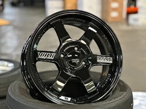 New 15x6.5 ET40 D1 TE37 OG Design (4 Wheel) 4x100 fit HONDA TOYOTA MAZDA BLACK - Picture 1 of 12