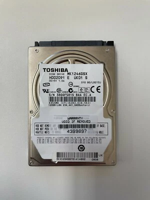 TOSHIBA MK1246GSX HDD2D91 E UK01 S SN: 38GGF581SBA4  - Image 1 of 2