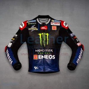 Yamaha Motorcycle Racing Biker Leather Jacket MOTOGP Motorbike Riding Jacket - Picture 1 of 3