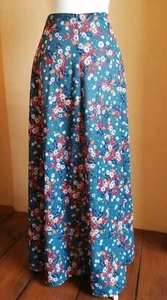 Vintage Retro 1970s Full Maxi Skirt Teal Blue Green Flower Power Size 6 (W24") - Picture 1 of 10