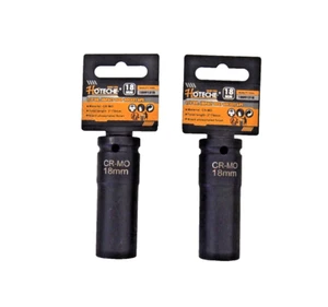 HOTECHE 2 Pcs 1/2" Dr Air Impact Socket Deep 6 Points CR-MO Metric 18mm 18091218 - Picture 1 of 4