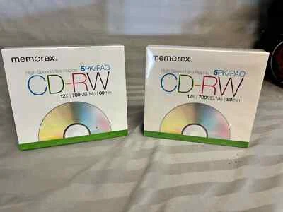 2-Memorex 5 Pack High Speed 12x CD-RW Media 700MB 80min Discs In Slim Cases - Image 1 of 2