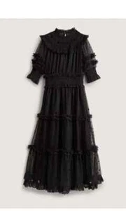 BODEN NWT Black Tulle Ruffle Polka Dot Dress - UK 14 R - £220 rrp - Picture 1 of 10