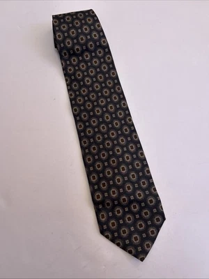 Corbata 100 % seda para hombre GIORGIO ARMANI ~ azul marrón ~ geométrica ~ hecha en Italia Foto 1 de 4