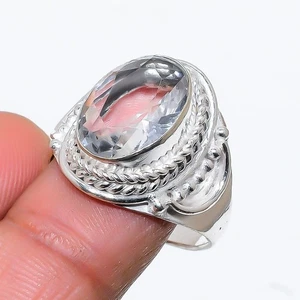 White Topaz Gemstone Handmade 925 Sterling Silver All Size Ring For Gift - Picture 1 of 1