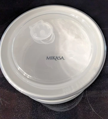 Delray Modern  Mikasa 6" Storage Ceramic Bowl w/Plastic Lid All White Bone China - Image 1 of 4