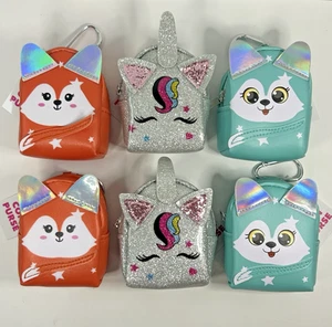 Lot of 6 Mini Backpack Coin Purse w/ Clip & Zipper Animal Unicorn Fox Pup NWT - Picture 1 of 6