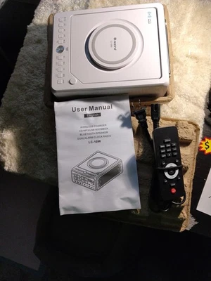 G Keni CD MP3 Player Boombox W/ REMOTE - Dual Alarm Clock Radio Wireless Charger - Image 1 of 4