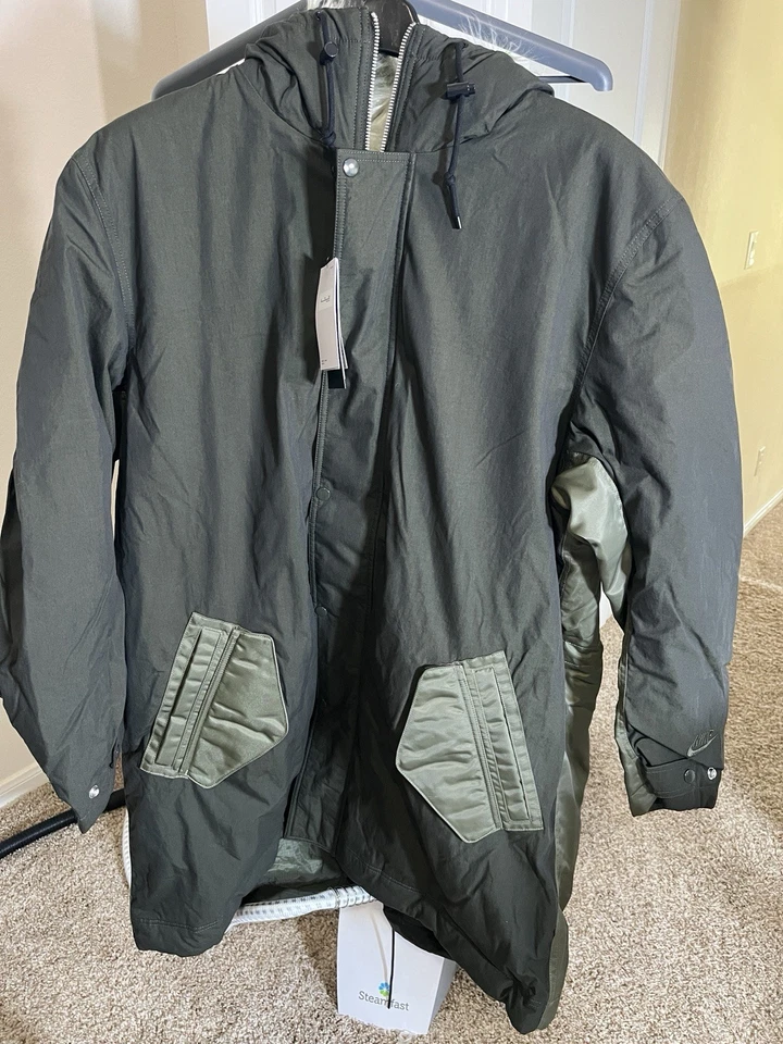 Nike Therma-Fit Parka Coat Green Jacket DD6775-355 Reversible Mens Large