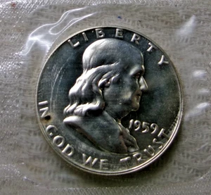 1959 PROOF Silver Franklin Half Dollar 50 Cents Proof Set Cello - Picture 1 of 1