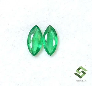 Par De Esmeraldas Naturales Certificadas Corte Marquesa 0.80 CTS Sueltas 8x4 Mm - Picture 1 of 8
