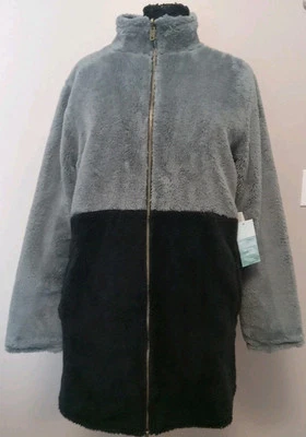 Carve Design Grey Black Colorblock Quilted Sherpa Coat Jacket Size Large - Image 1 of 4
