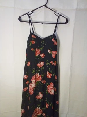 Vestido Xhilaration Mujer M Y2K Largo Maxi Femenino Sin Mangas Floral Negro Rosa Foto 1 de 4