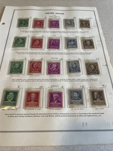 Juego de estampillas de estadounidenses famosos 1940 (20 estampillas) autores poetas educadores científicos - Imagen 1 de 8